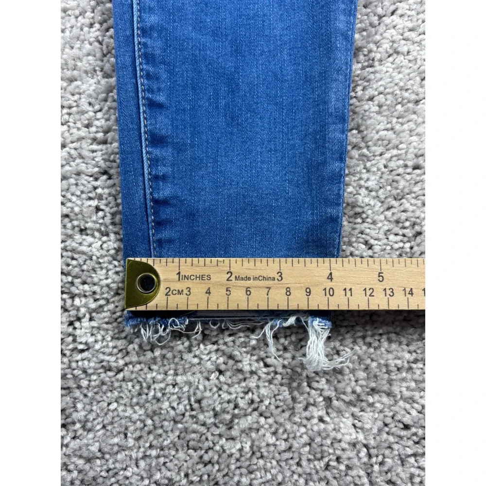 American Eagle Ne(X)t Level Stretch Jeggings‎ Blue Wash Distressed Hem Size 2